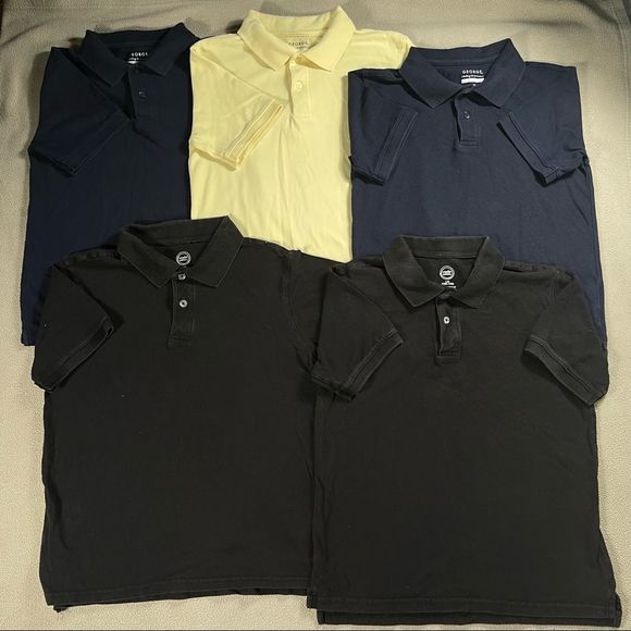 Uniform shirts Boys large (10/12) bundle of 5 polo short sleeve shirts, 3 colors - Picture 2 of 5